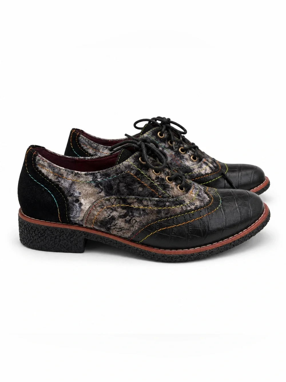 L’Artiste - Spring Step Leather Oxford Shoes Floral Rainbow Stitch – Sz. 37